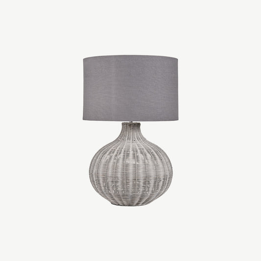 Grey Wash Rattan Table Lamp