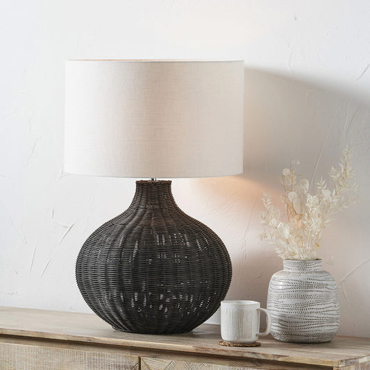 Black Rattan Table Lamp