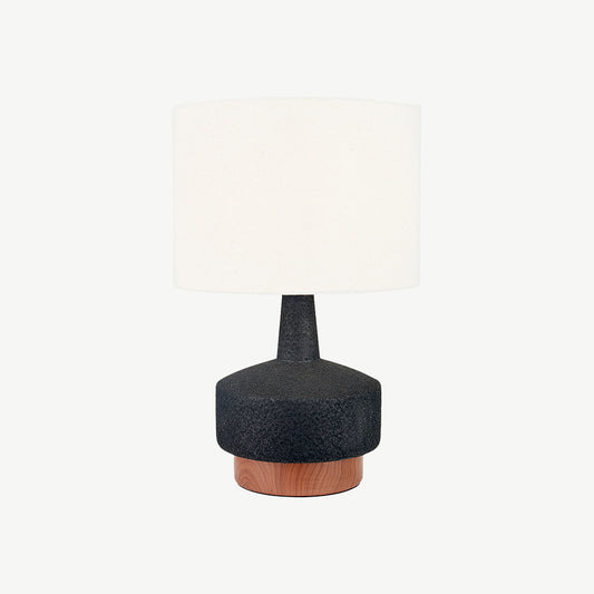 Wood Effect Textured Ceramic Table Lamp in Black