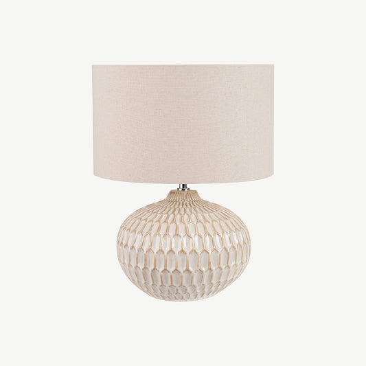 White Textured Glazed Ceramic Table Lamp