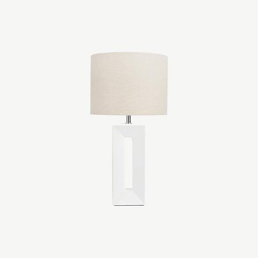 White Tall Block Table Lamp