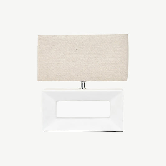 White Rectangular Block Table Lamp