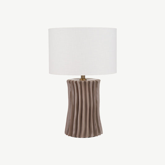 Taupe Pleated Ceramic Table Lamp Base