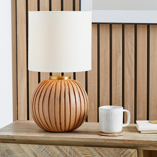 Natural Terracotta Textured Ball Table Lamp