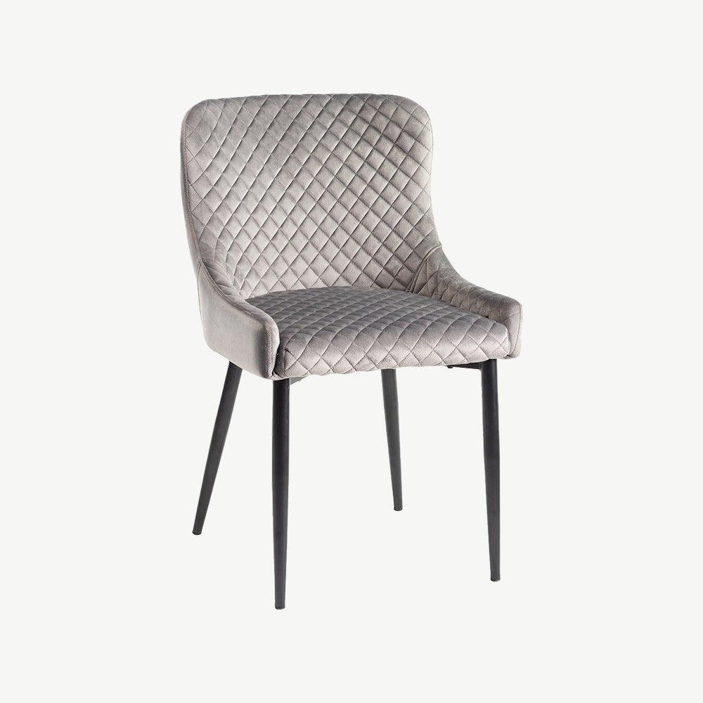 Alberta Chair in Grey Velvet with Black Legs