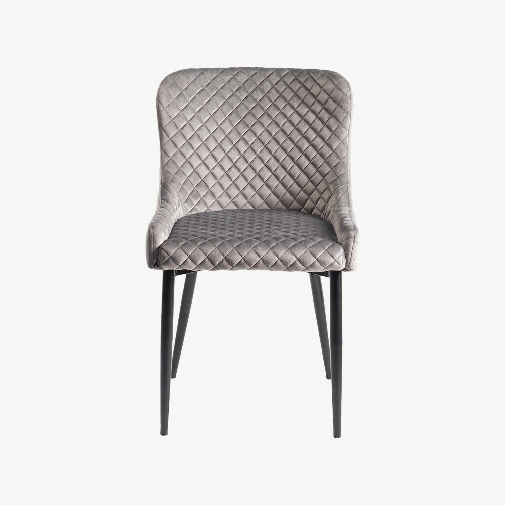 Alberta Chair in Grey Velvet with Black Legs