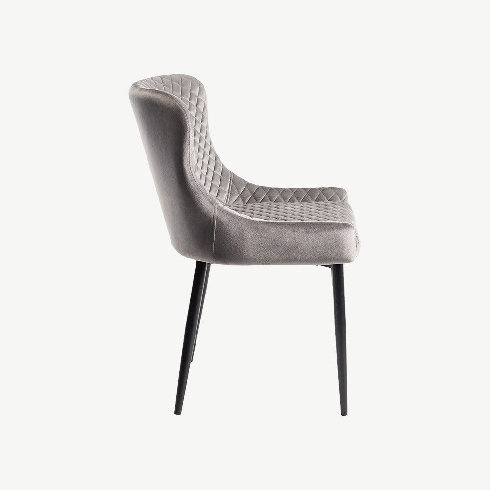 Alberta Chair in Grey Velvet with Black Legs