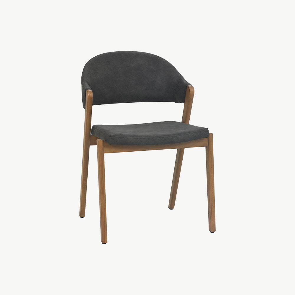 Highgate Rustic Oak Dining Chair in Dark Grey Fabric