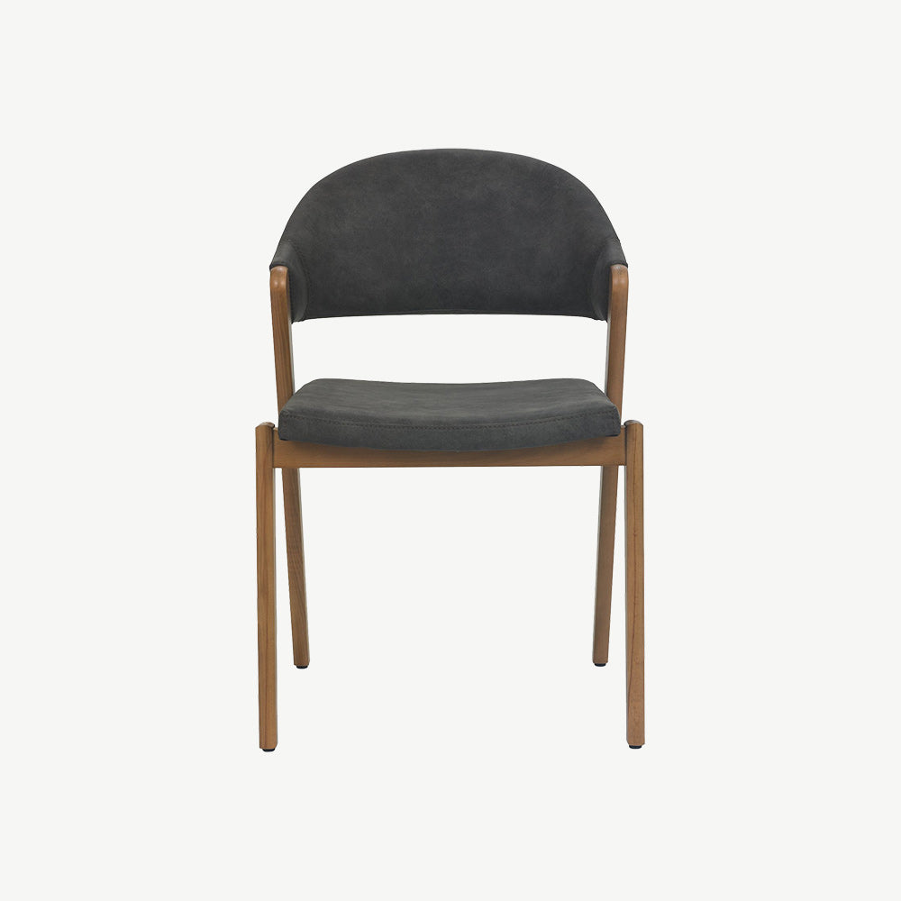 Highgate Rustic Oak Dining Chair in Dark Grey Fabric