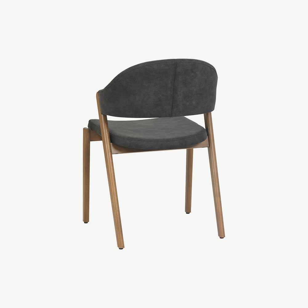 Highgate Rustic Oak Dining Chair in Dark Grey Fabric