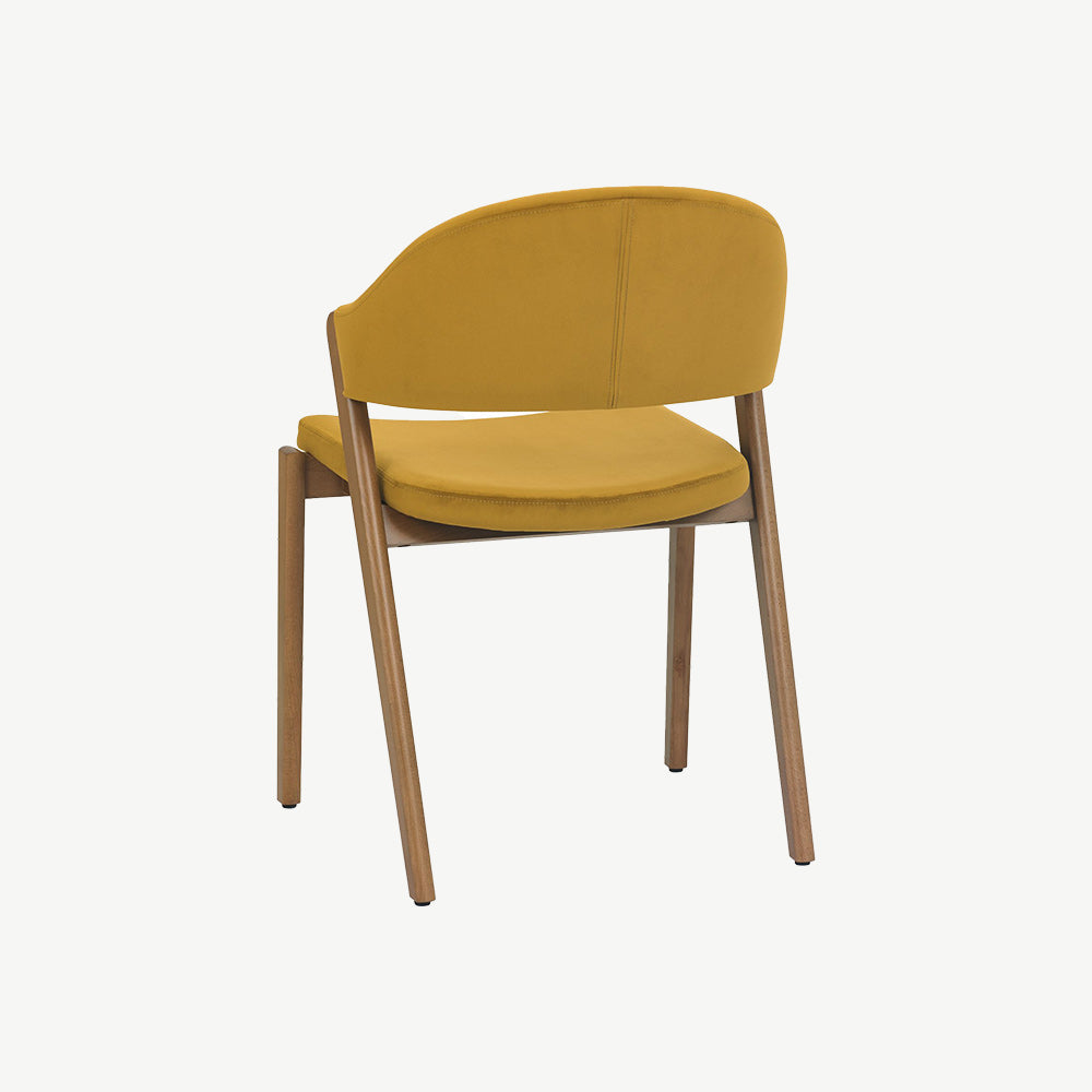 Highgate Rustic Oak Dining Chair in Mustard Velvet