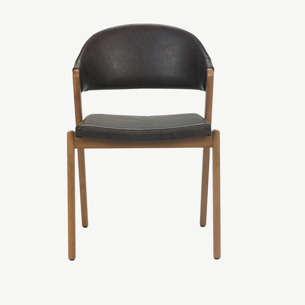 Highgate Rustic Oak Dining Chair in Old West Vintage Leather