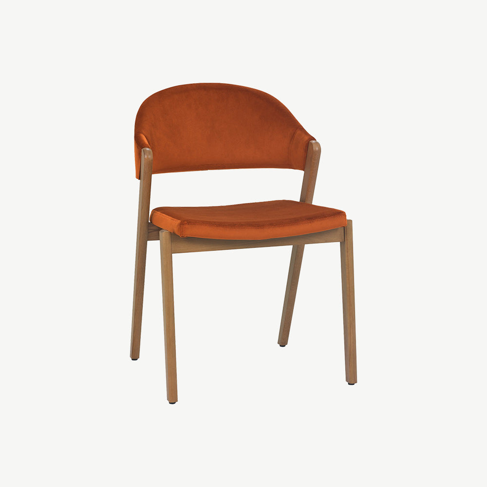 Highgate Rustic Oak Dining Chair in Rust Velvet