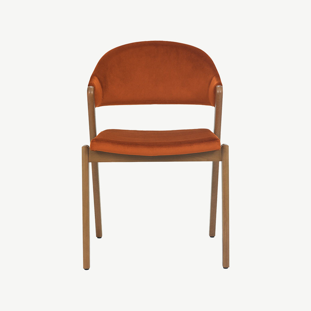 Highgate Rustic Oak Dining Chair in Rust Velvet