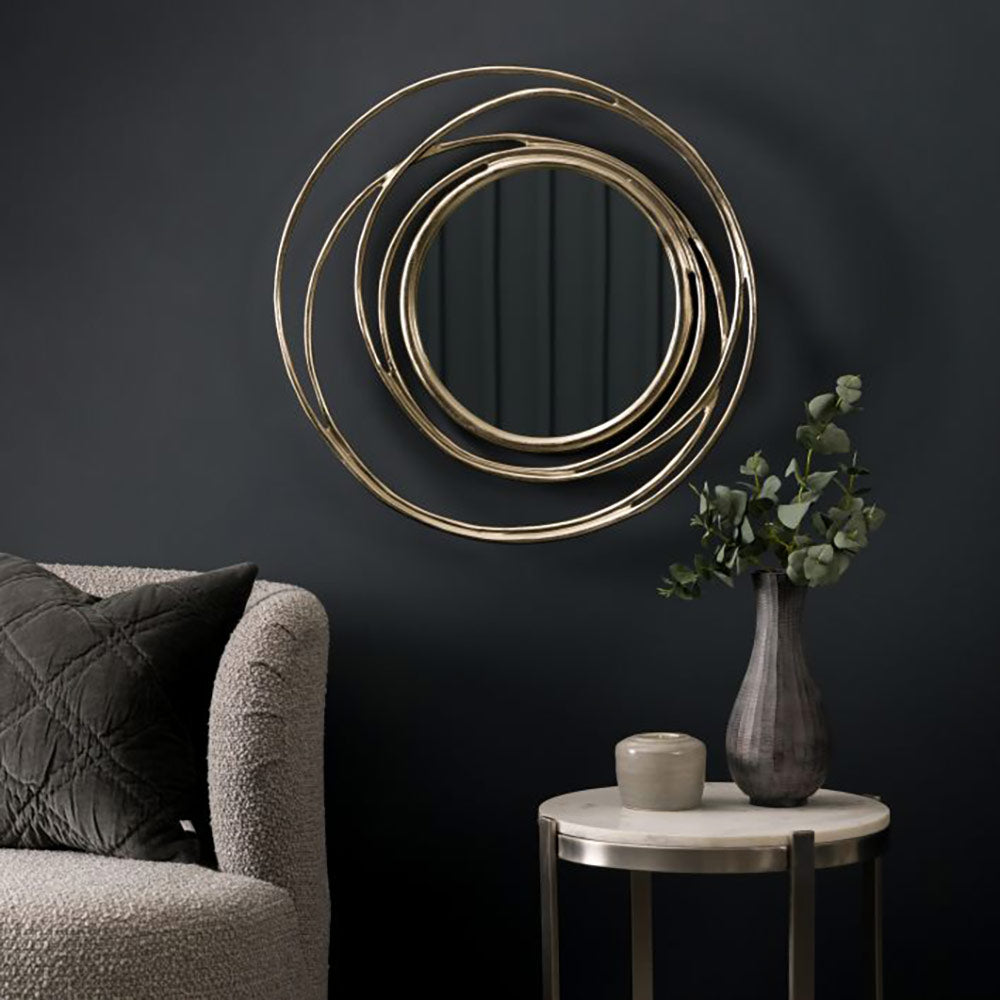 Satin round Gold Looping Circles Mirror