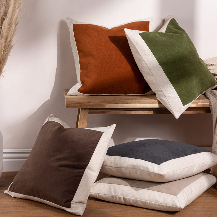 Linen Velvet Cushion Peacan