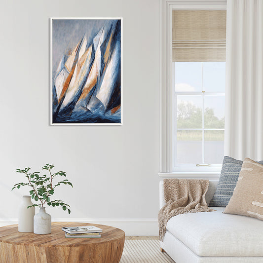 Captivating boat scene in white frame