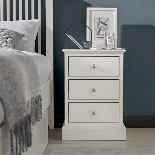 3 drawer nightstand in painted white