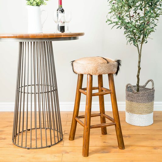 Bar table with mango wood top and metal frame
