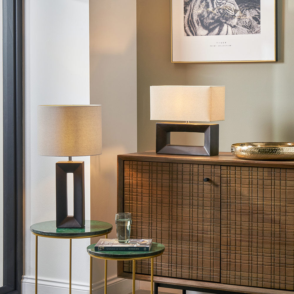 Black Tall Block Table Lamp