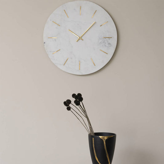 Brass Inlay And Marble Wall Clock