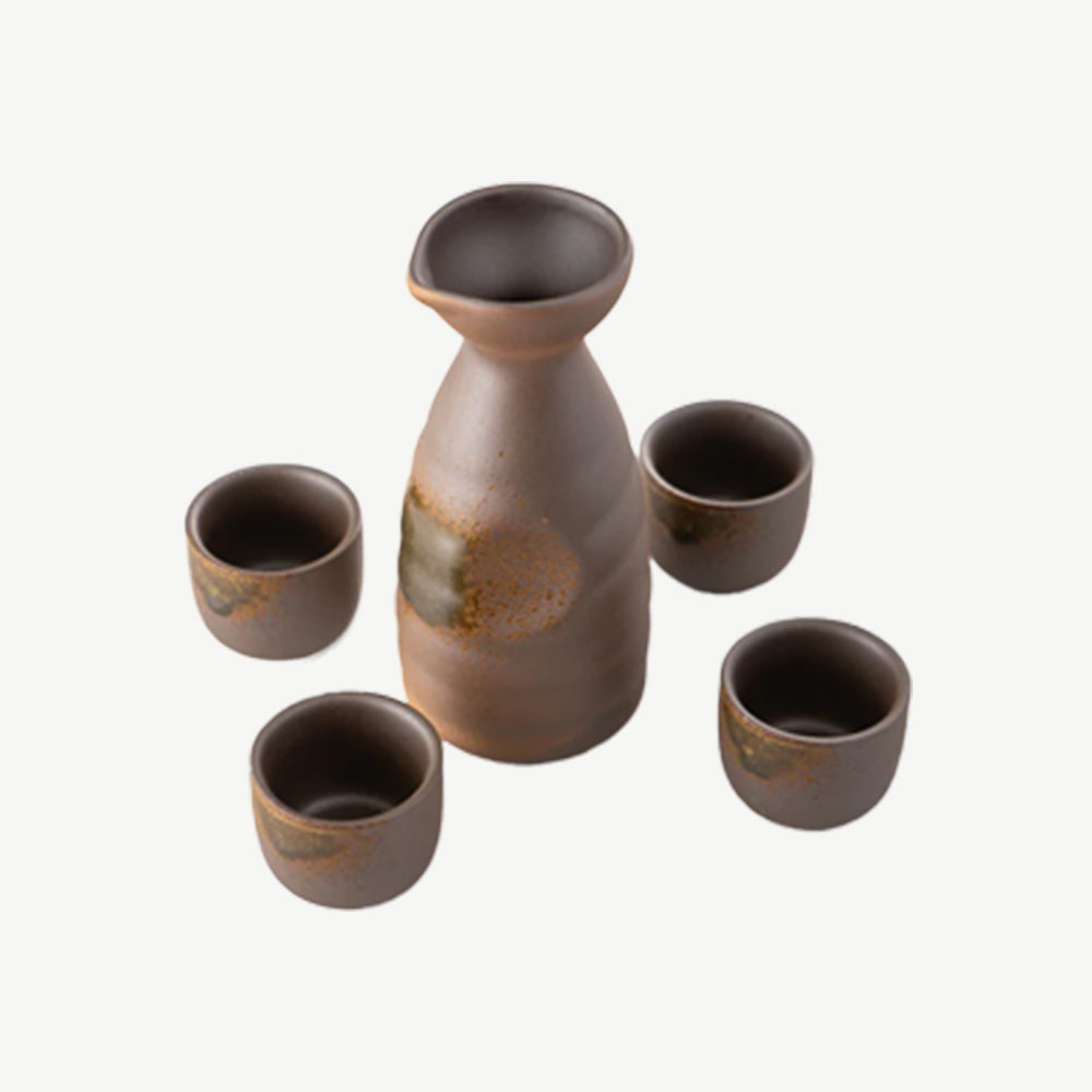 Heritage Glazed Sake Set – Bottle & 4 Cups