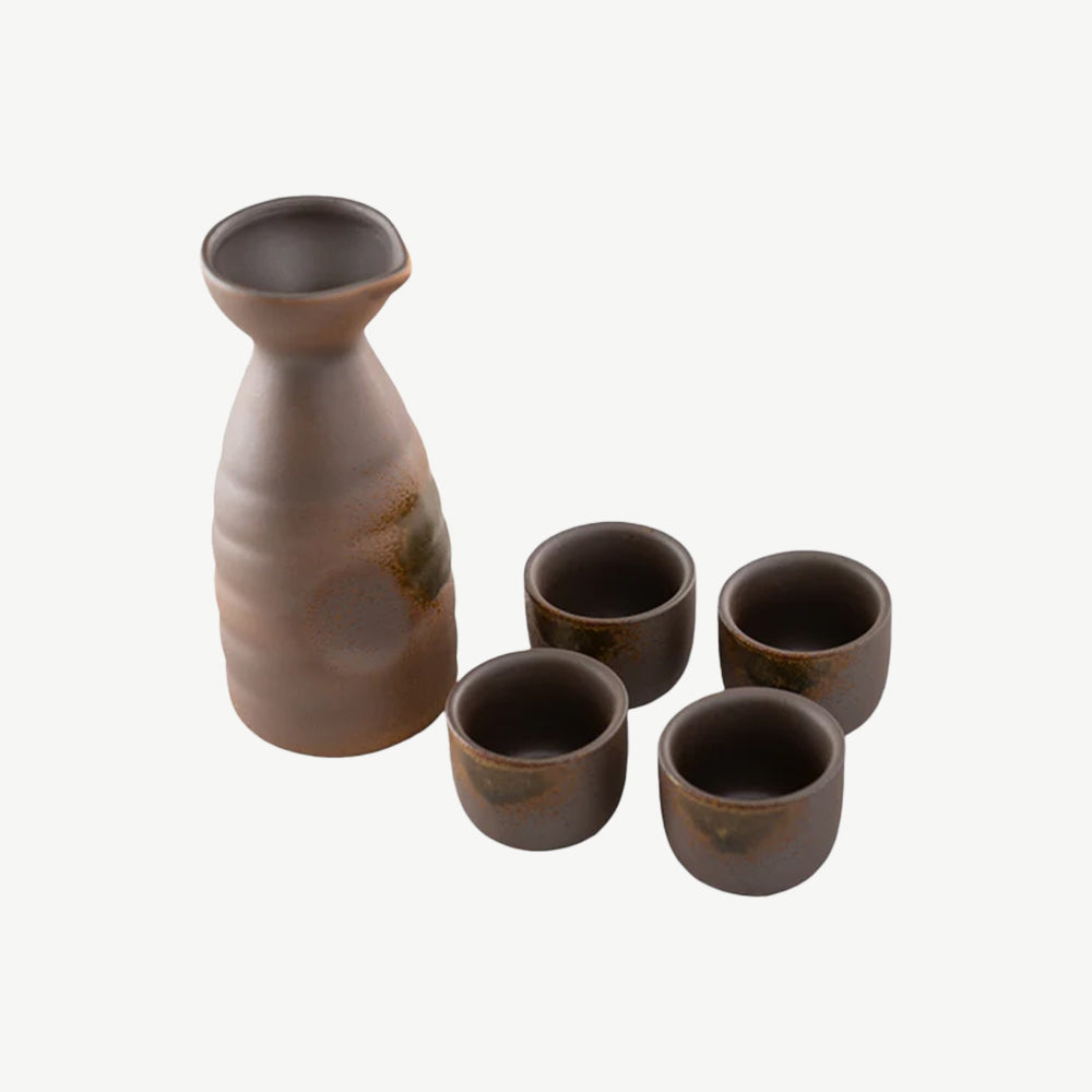 Heritage Glazed Sake Set – Bottle & 4 Cups