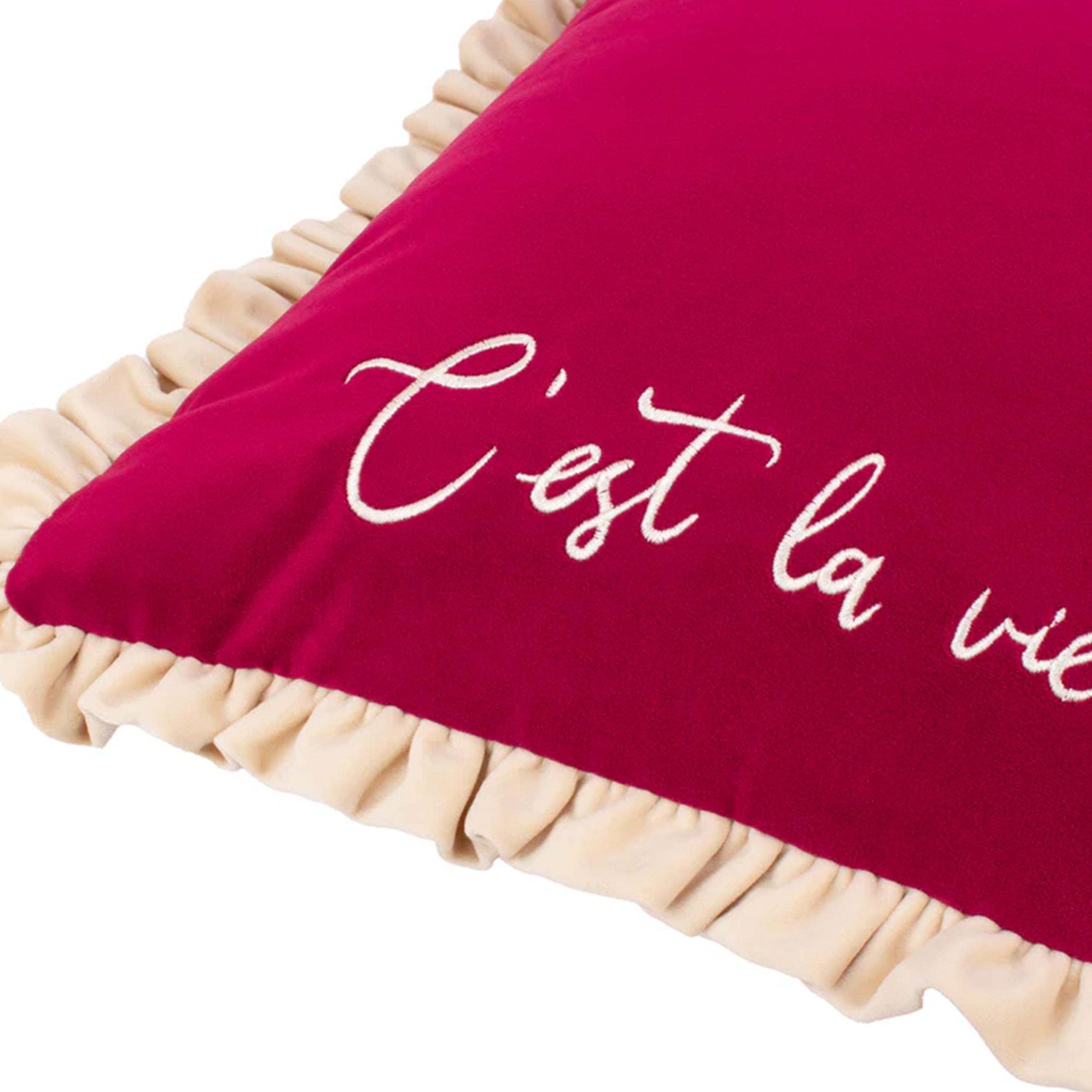 Cest La Vie Embroidered Cushion