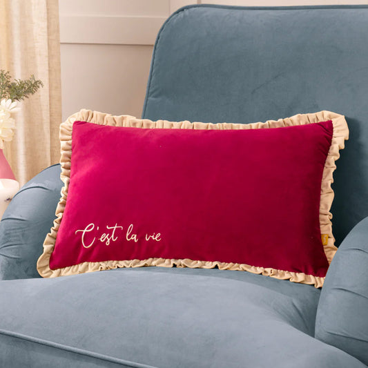 Cest La Vie Embroidered Cushion