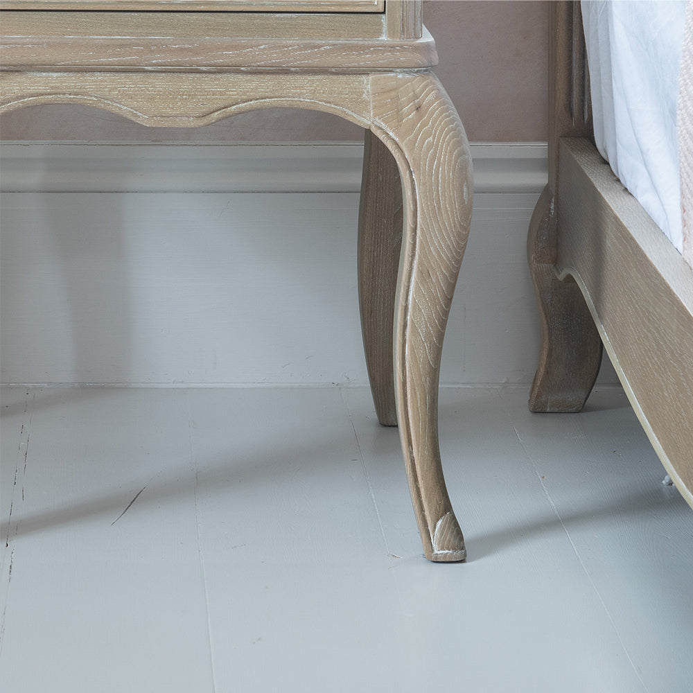 Solid oak bedside cabinet in soft antique finish   
