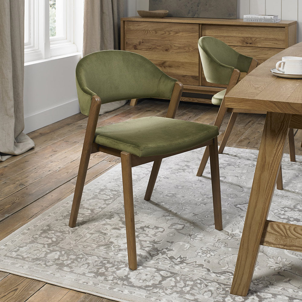 Highgate Rustic Oak Dining Chair in Cedar Velvet