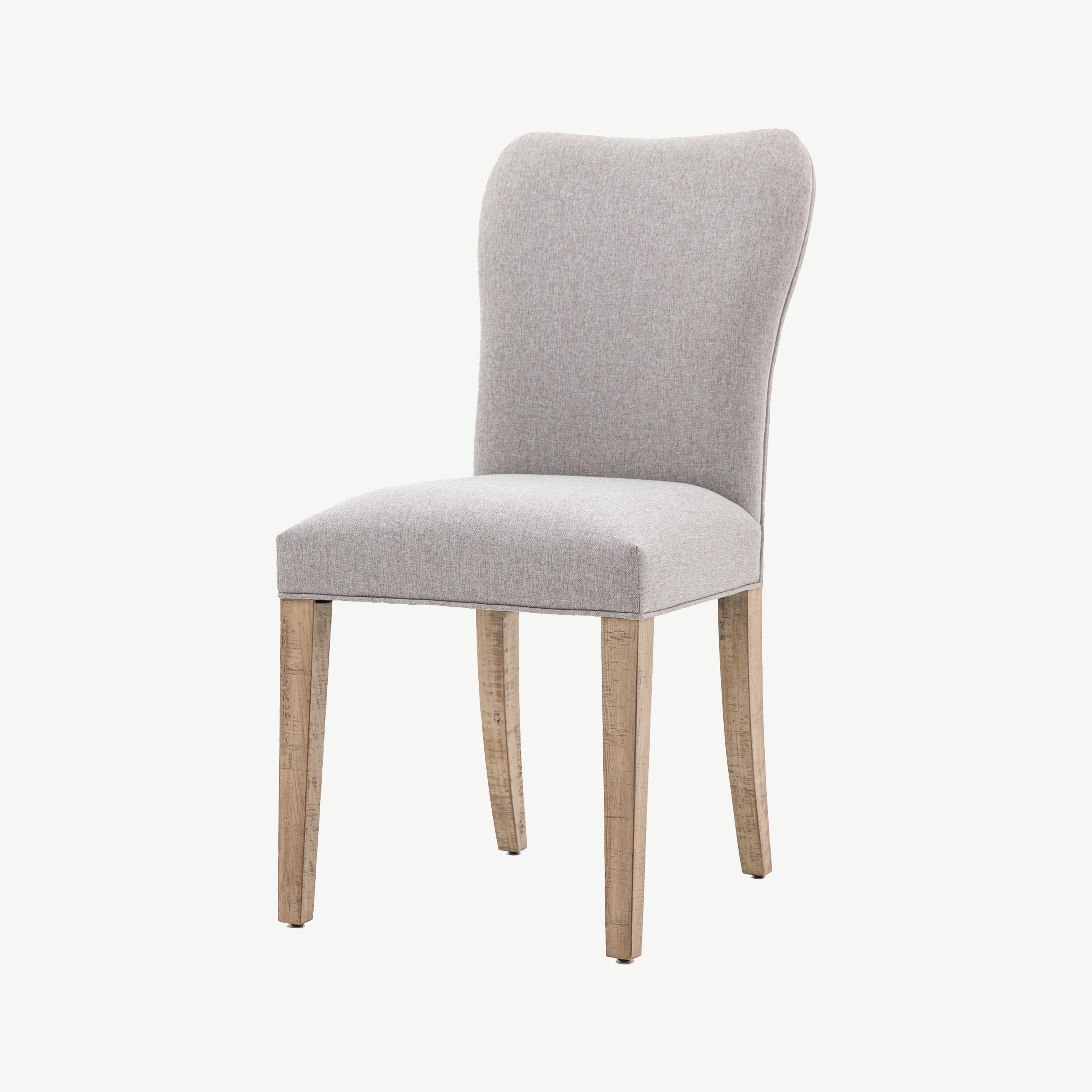 Pine dining chair with grey fabric seat