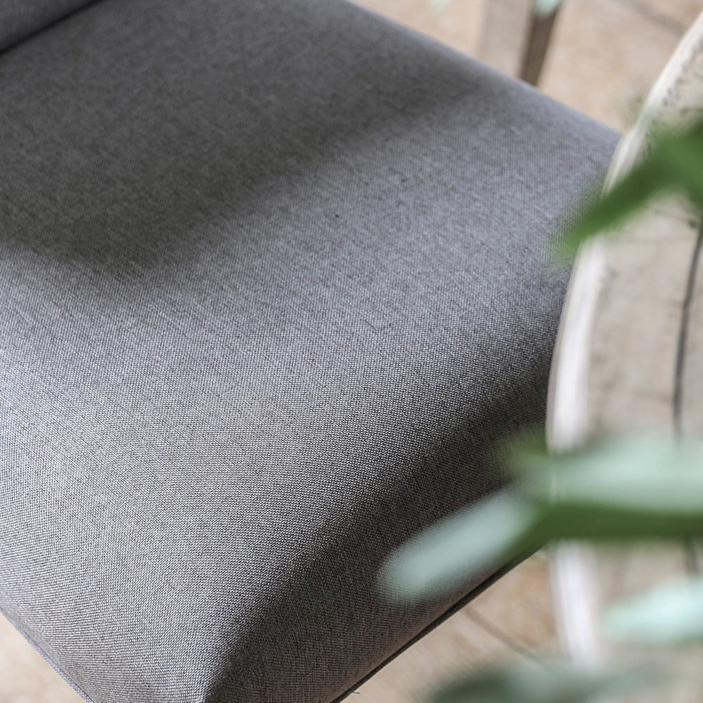 Pine dining chair with grey fabric seat