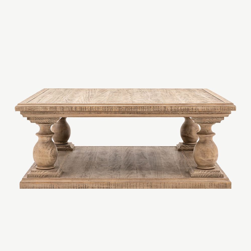 Pine square coffee table in natural finish