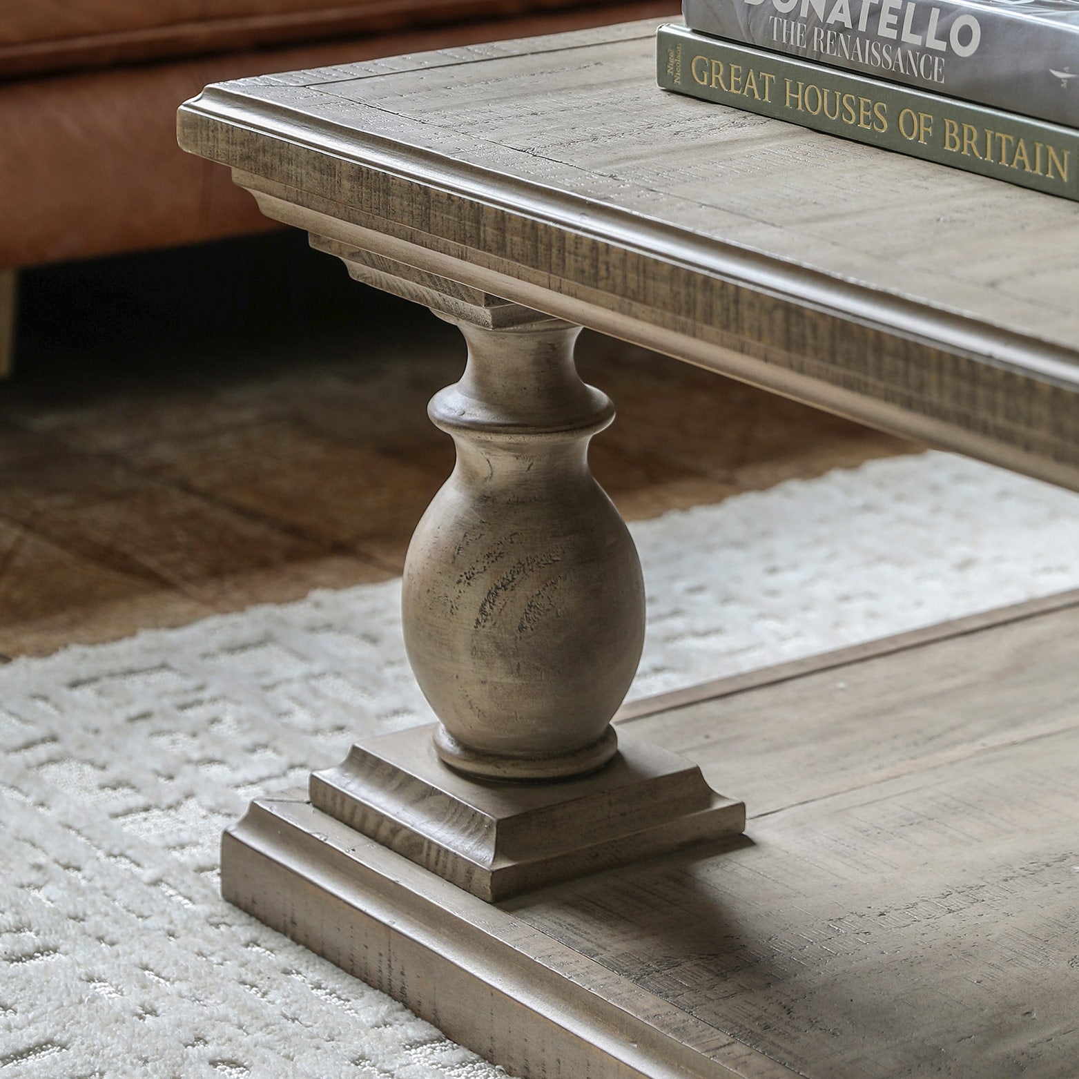 Pine square coffee table in natural finish