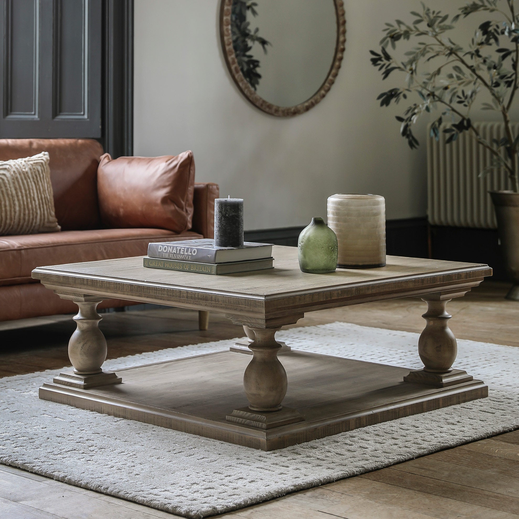 Pine square coffee table in natural finish