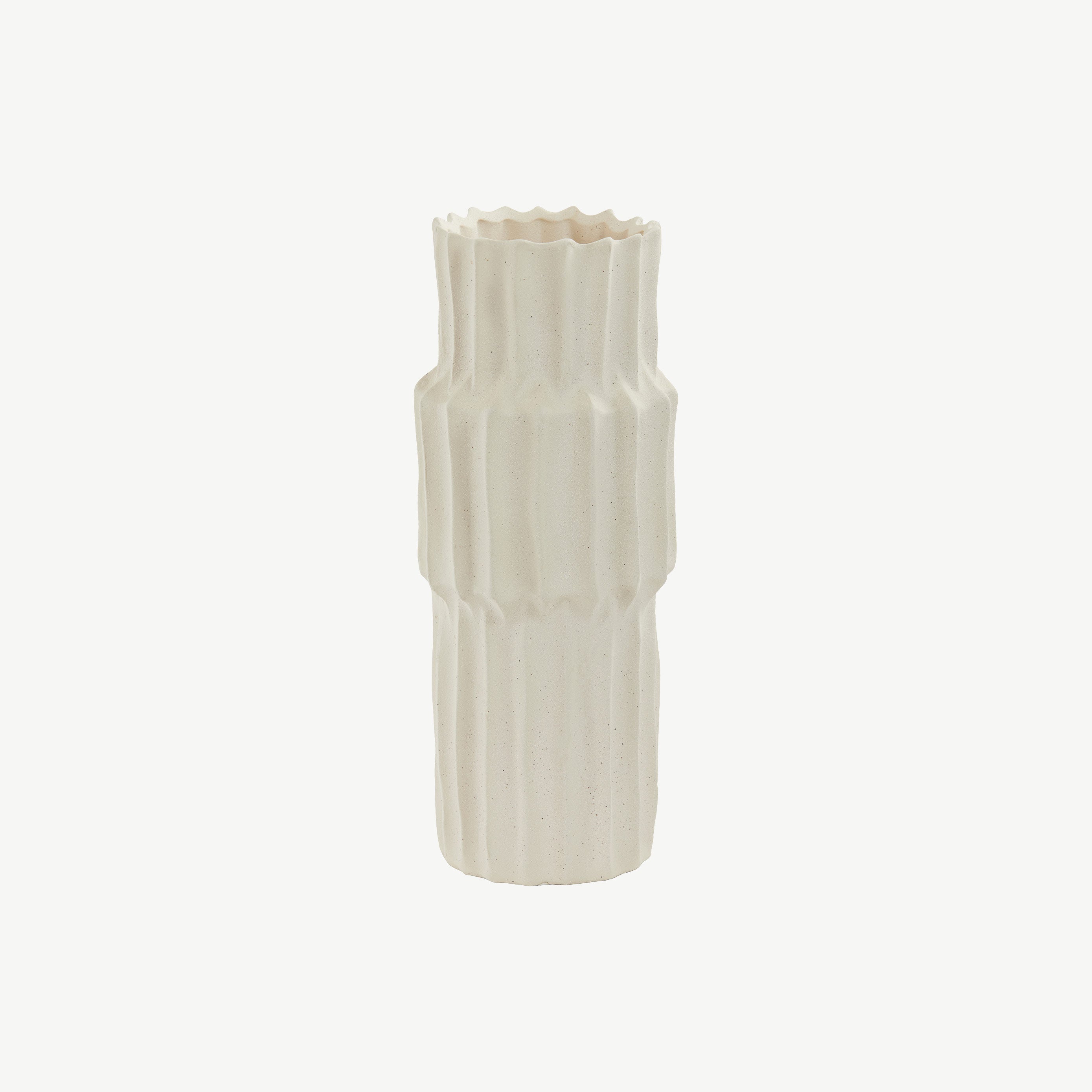 Cream Ribbed Stepped Vase