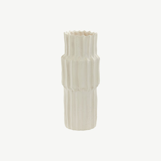 Cream Ribbed Stepped Vase