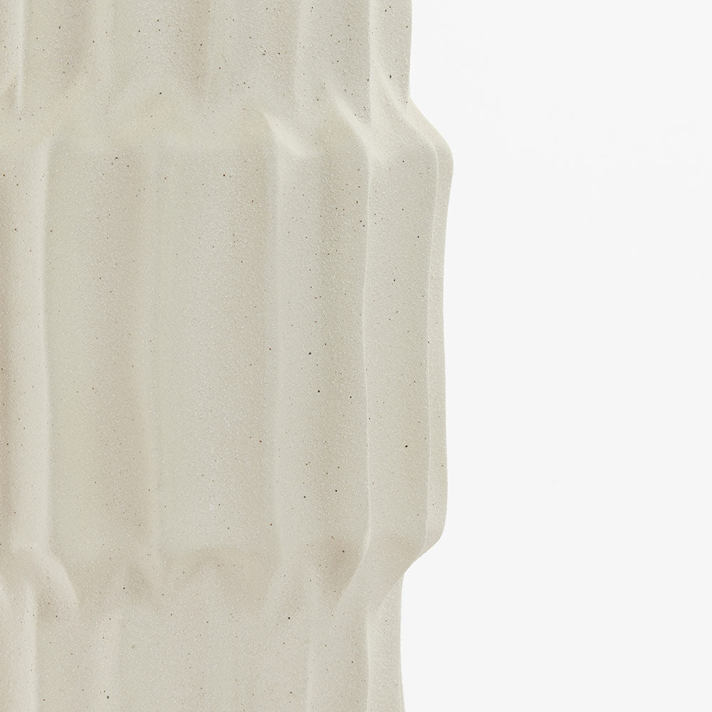 Cream Ribbed Stepped Vase