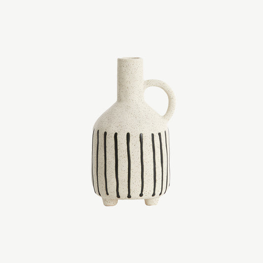 Cream & Black Handled Vase