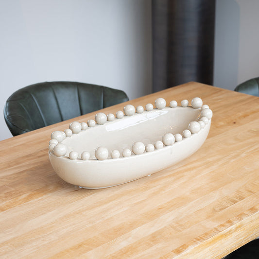 Oval Ceramic Bobble Bowl in Cream