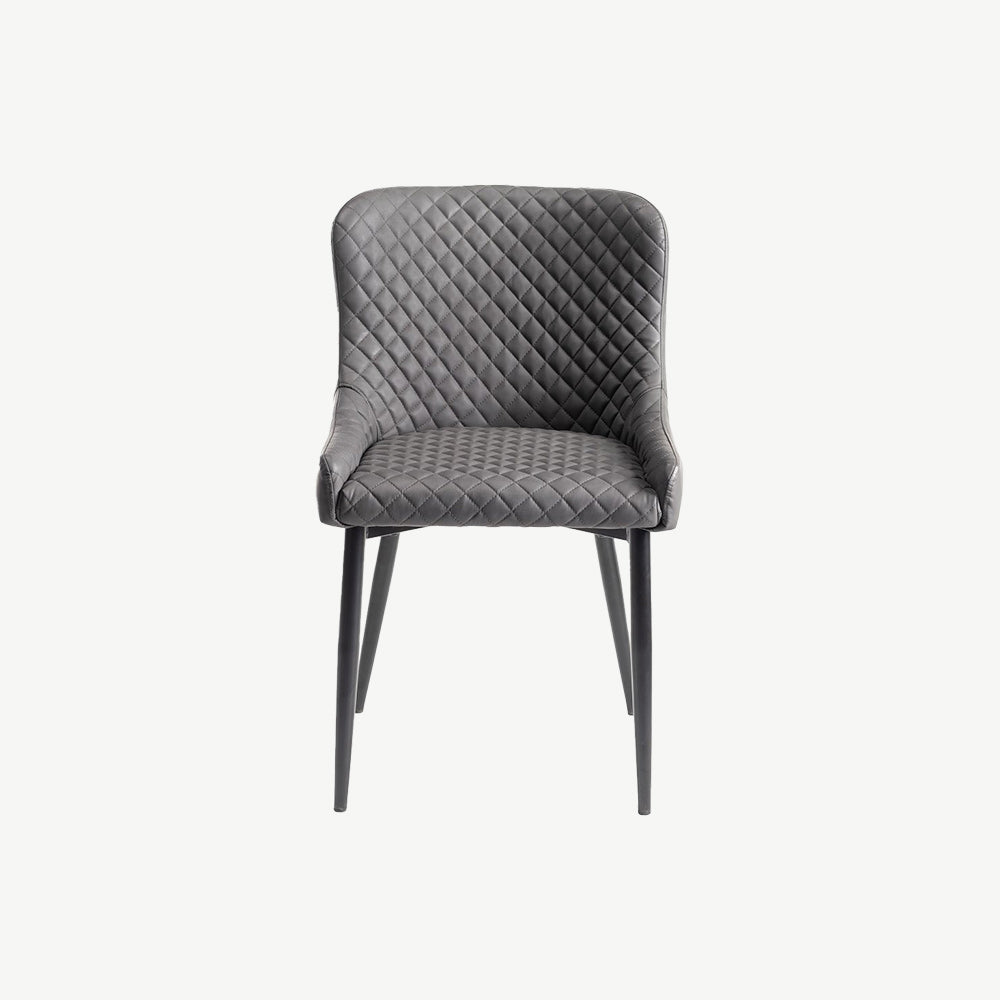 Alberta Chair in Dark Grey Faux Leather with Black Legs