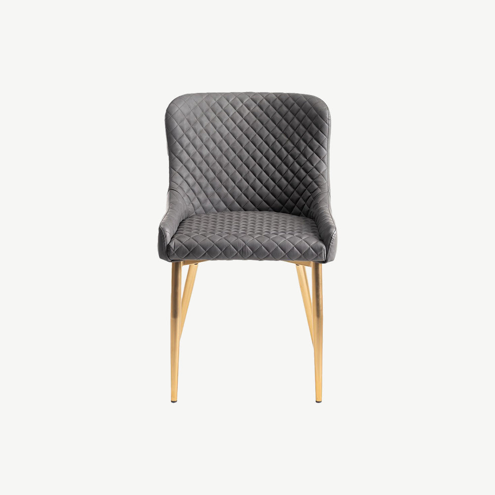 Alberta Chair in Dark Grey Faux Leather with Gold Legs