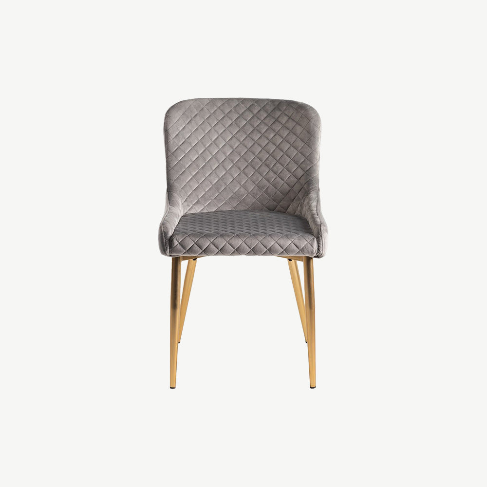 Alberta Chair in Grey Velvet with Gold Legs