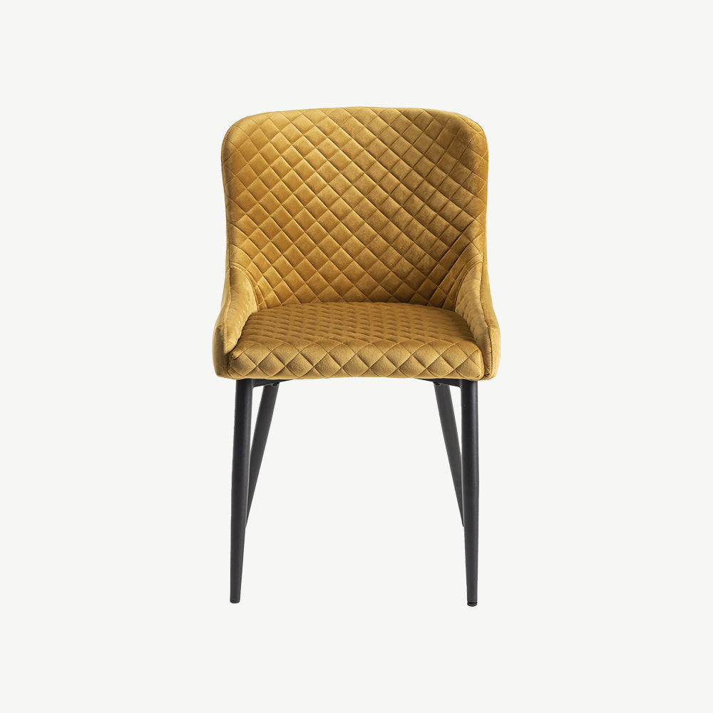 Alberta Chair in Mustard Velvet with Black Legs