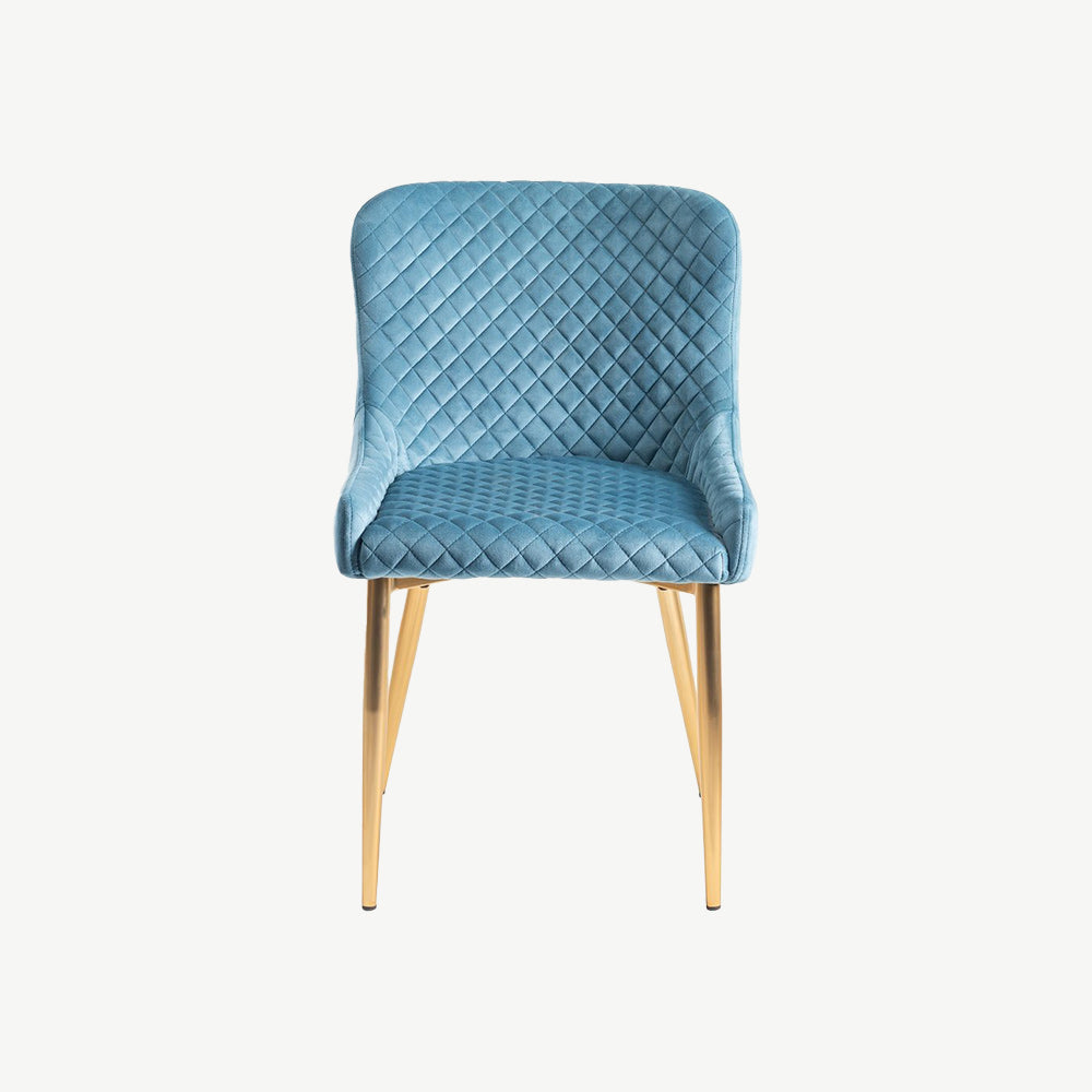 Alberta Chair in Petrol Blue Velvet with Gold Legs