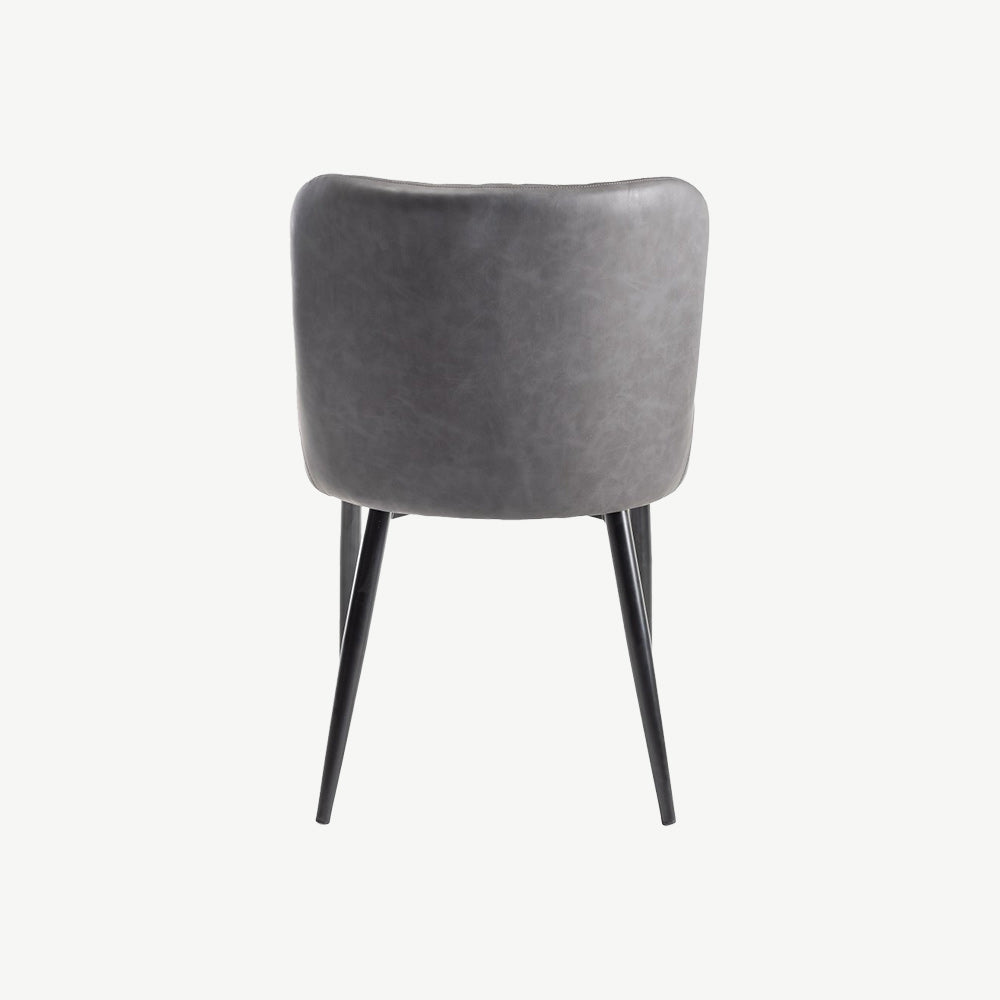 Alberta Chair in Dark Grey Faux Leather with Black Legs