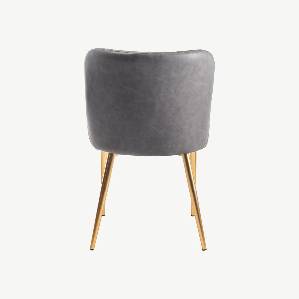 Alberta Chair in Dark Grey Faux Leather with Gold Legs