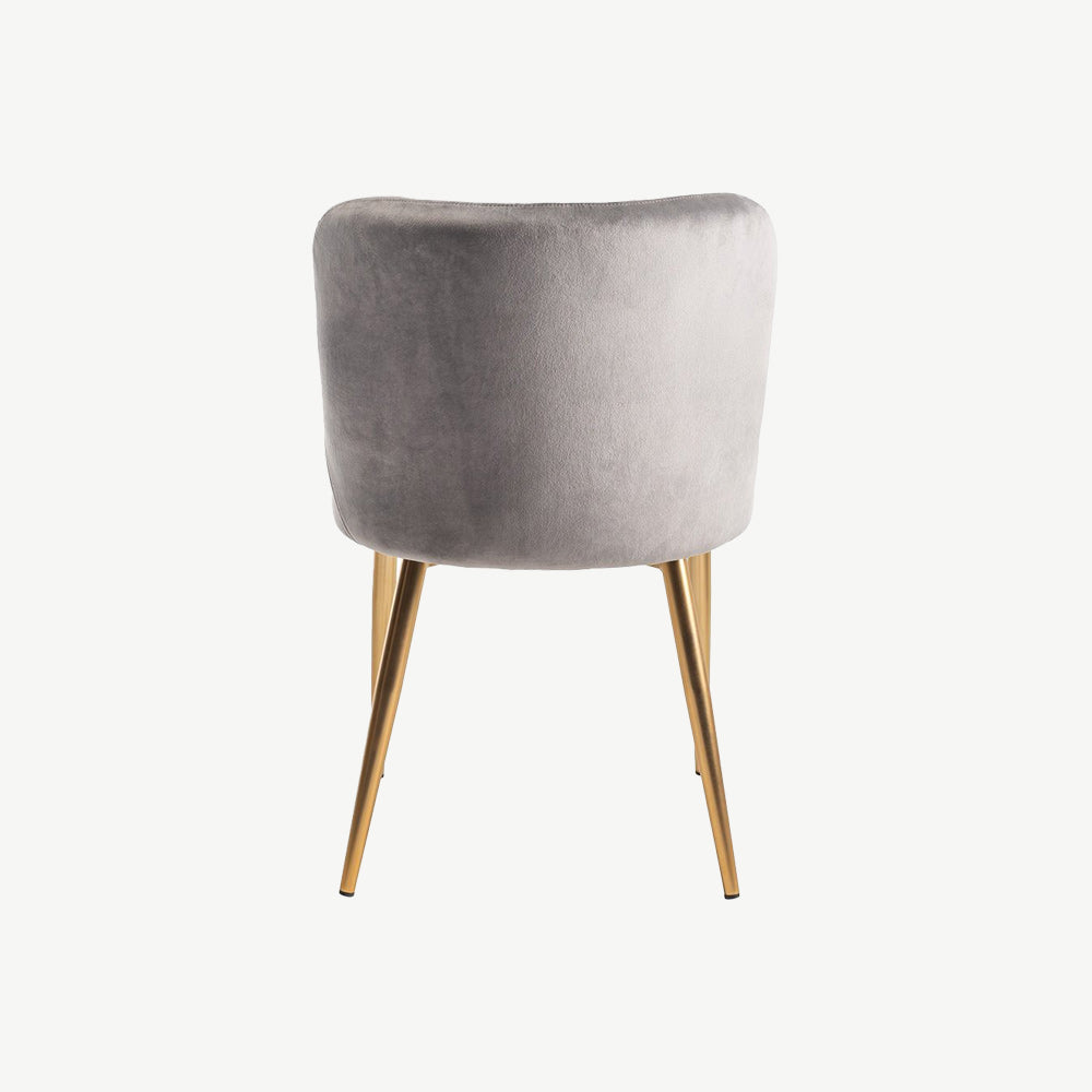 Alberta Chair in Grey Velvet with Gold Legs