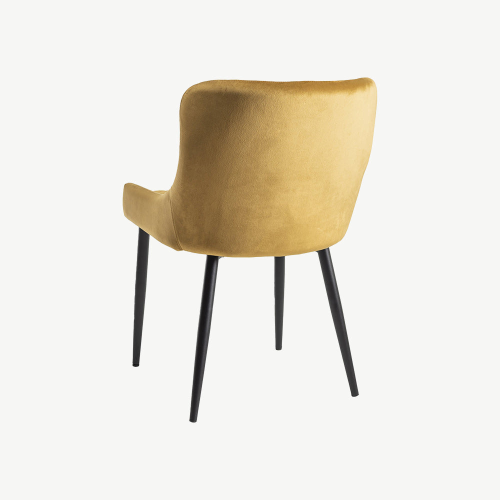 Alberta Chair in Mustard Velvet with Black Legs